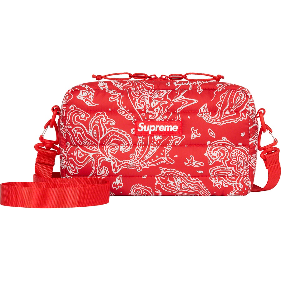 Details on Puffer Side Bag Red Paisley from fall winter
                                                    2022 (Price is $58)