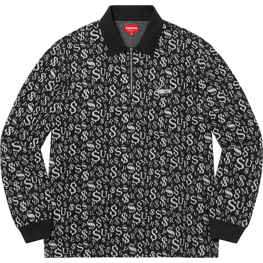 Details on Currency Jacquard Zip L S Polo Black from fall winter
                                                    2022 (Price is $118)