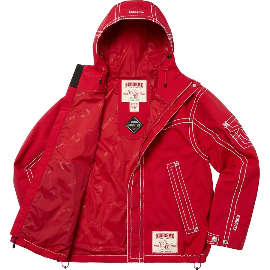 Details on Supreme True Religion GORE-TEX Shell Jacket Red from fall winter
                                                    2022 (Price is $478)