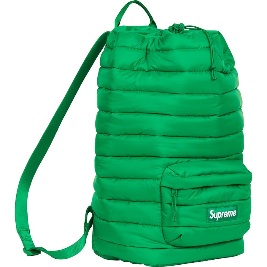 Details on Puffer Backpack Green from fall winter 2022 (Price is $128)