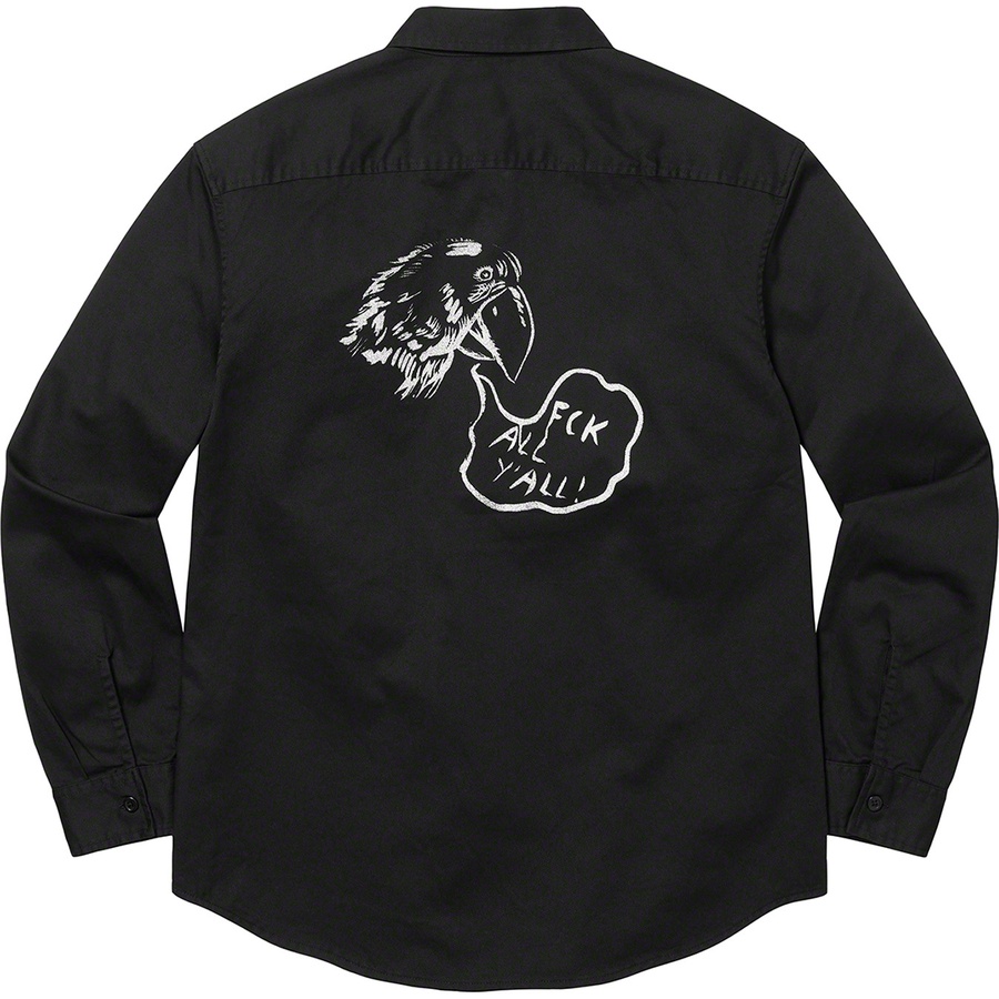 Details on Raymond Pettibon Work Shirt Black from fall winter
                                                    2022 (Price is $148)