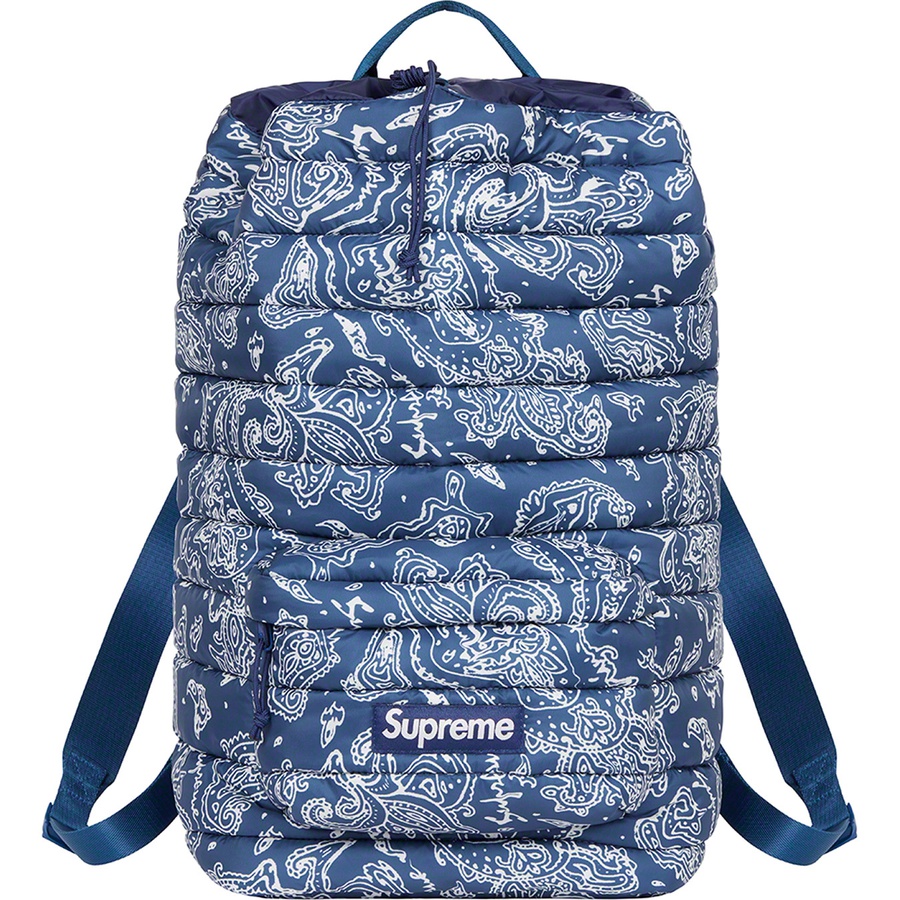 Details on Puffer Backpack Blue Paisley from fall winter
                                                    2022 (Price is $128)