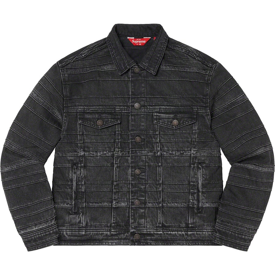 Details on Layered Denim Trucker Jacket Black from fall winter 2022 (Price is $298)