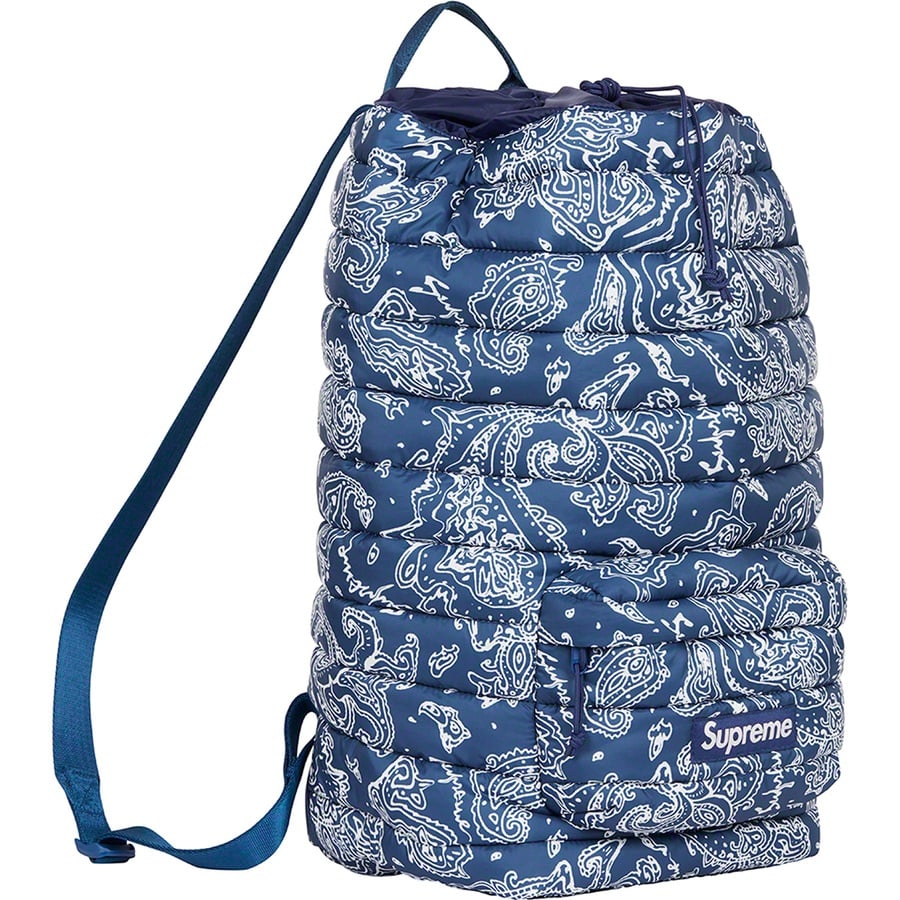 Details on Puffer Backpack Blue Paisley from fall winter
                                                    2022 (Price is $128)