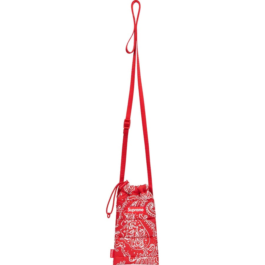 Details on Puffer Neck Pouch Red Paisley from fall winter
                                                    2022 (Price is $30)