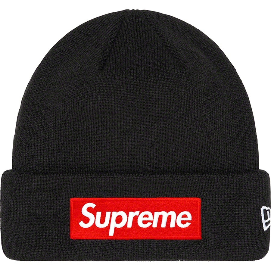 Details on New Era Box Logo Beanie Black from fall winter
                                                    2022 (Price is $40)