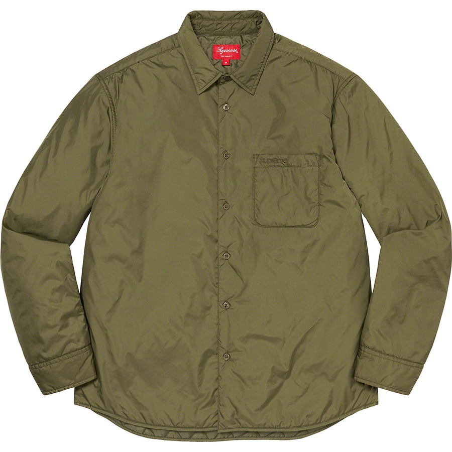 Details on Nylon Filled Shirt Olive from fall winter
                                                    2022 (Price is $148)
