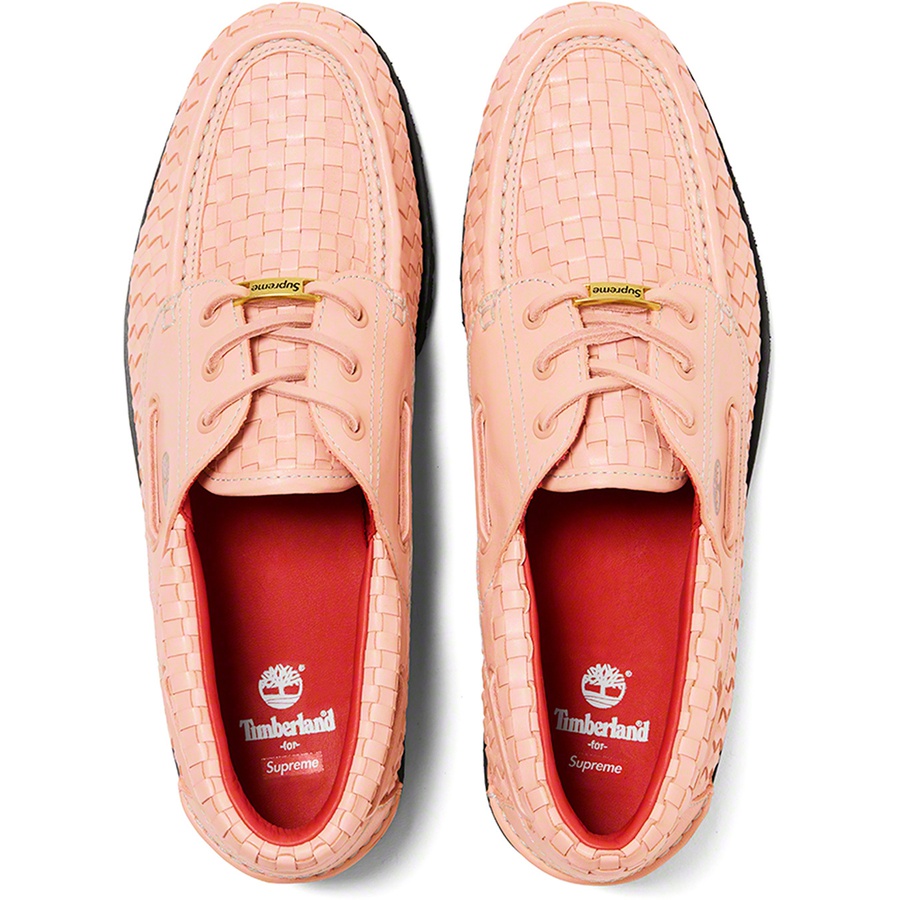 Details on Supreme Timberland Woven 3-Eye Lug Shoe Pink from fall winter
                                                    2022 (Price is $198)