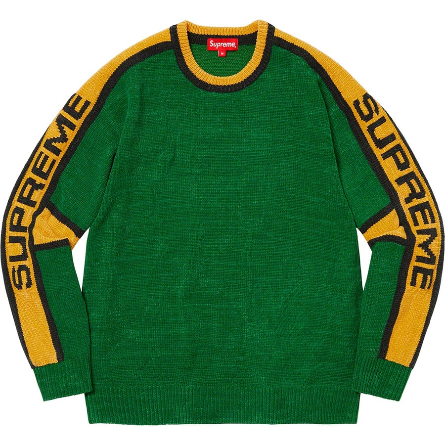 Details on Stripe Chenille Sweater Green from fall winter
                                                    2022 (Price is $148)