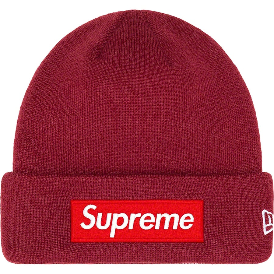 Details on New Era Box Logo Beanie Cardinal from fall winter
                                                    2022 (Price is $40)