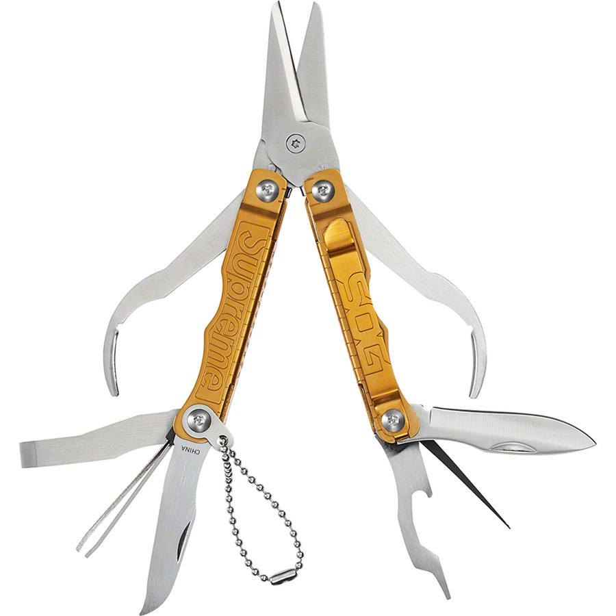 Details on Supreme SOG Snippet Multi Tool Gold from fall winter
                                                    2022 (Price is $48)