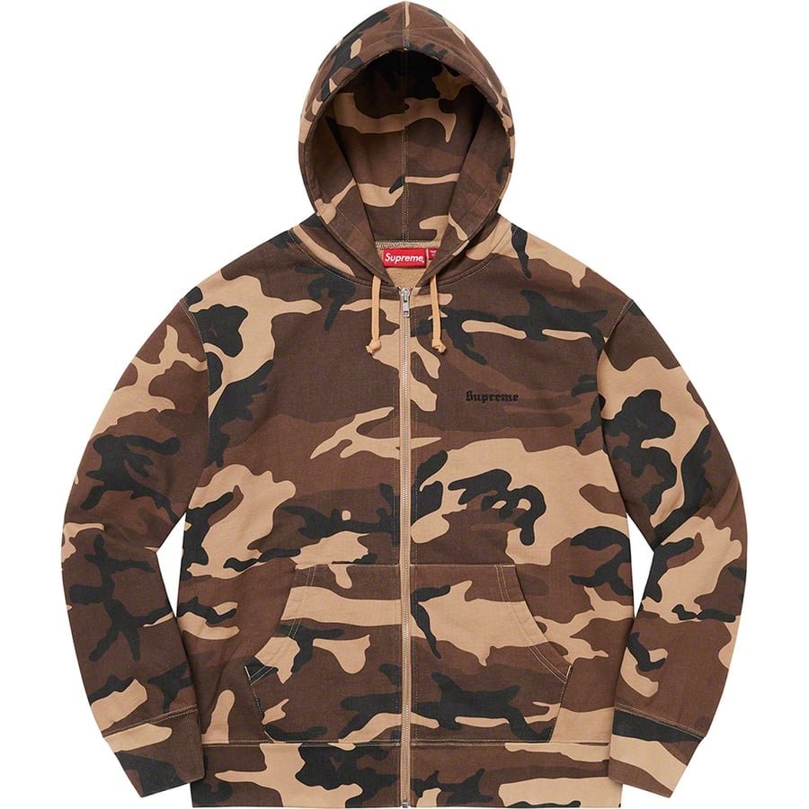 Details on Lakshmi Zip Up Hooded Sweatshirt Brown Camo from fall winter
                                                    2022 (Price is $188)