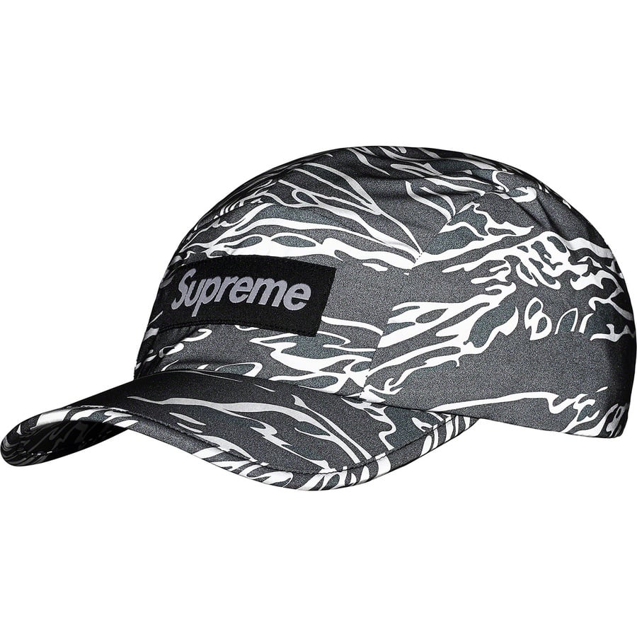 Details on Tiger Camo Reflective Camp Cap Black from fall winter 2022 (Price is $58)