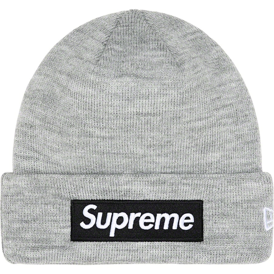 Details on New Era Box Logo Beanie Heather Grey from fall winter
                                                    2022 (Price is $40)