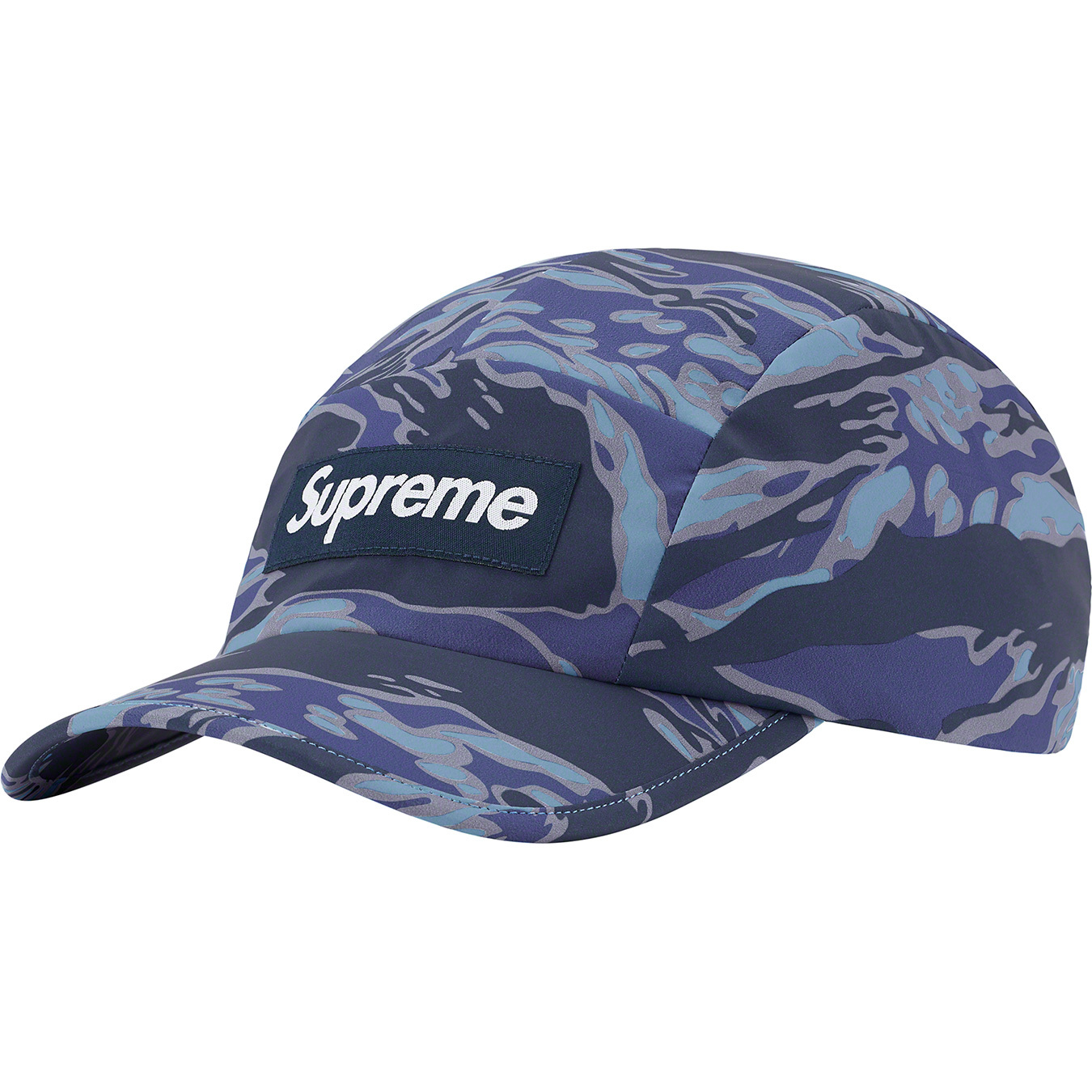 Supreme Reflective Camo Camp Cap Blue