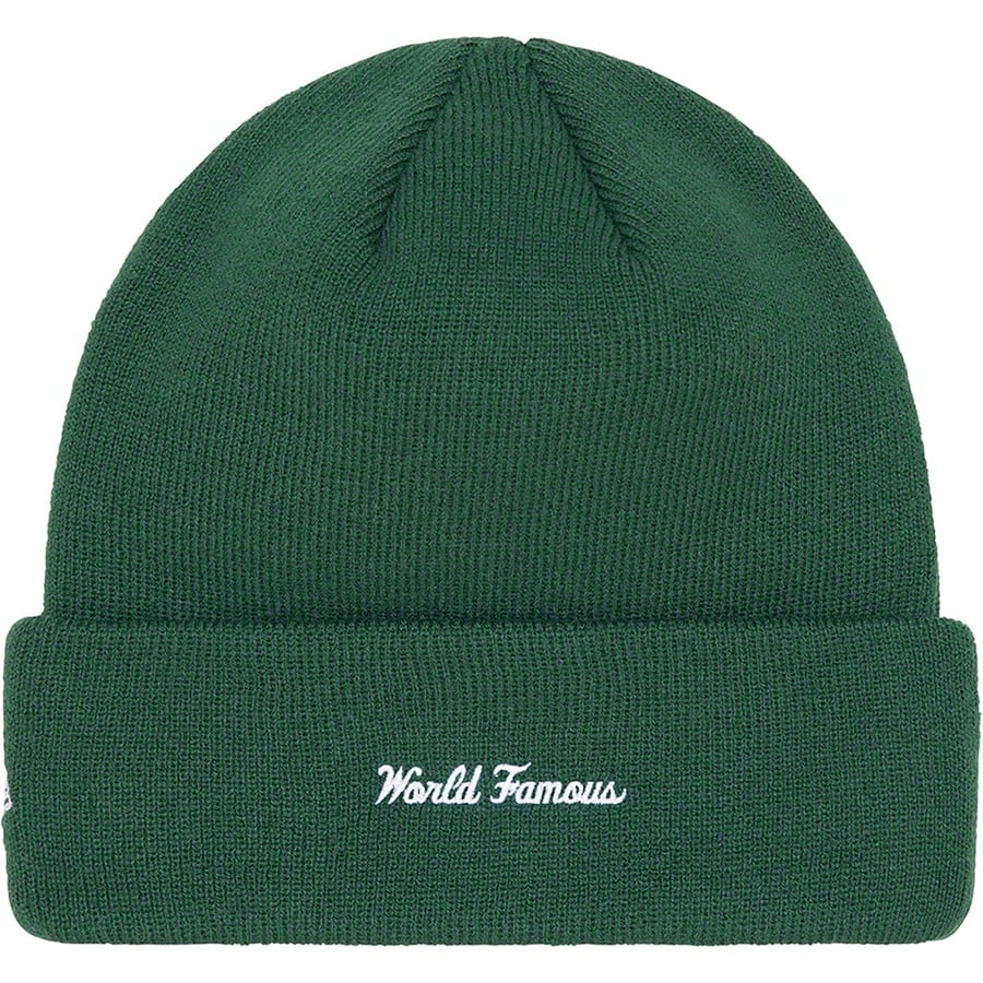 Details on New Era Box Logo Beanie Dark Pine from fall winter
                                                    2022 (Price is $40)