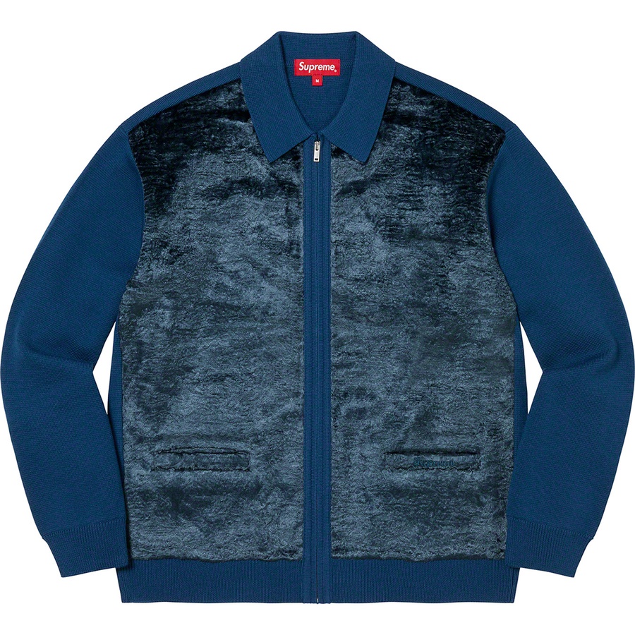 Details on Faux Fur Zip Up Cardigan Blue from fall winter
                                                    2022 (Price is $228)