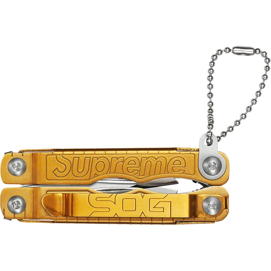 Details on Supreme SOG Snippet Multi Tool Gold from fall winter
                                                    2022 (Price is $48)