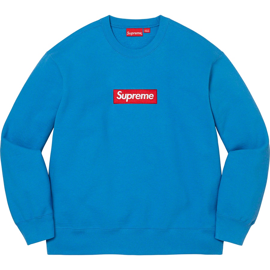 Details on Box Logo Crewneck Blue from fall winter 2022 (Price is $158)
