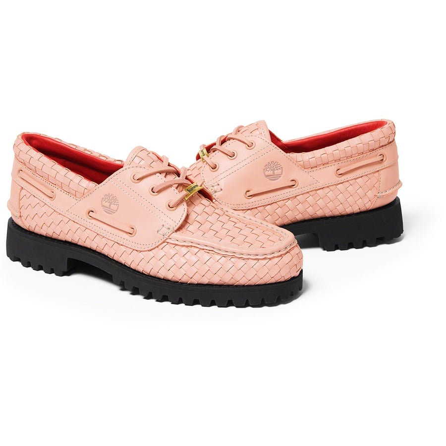 Details on Supreme Timberland Woven 3-Eye Lug Shoe Pink from fall winter
                                                    2022 (Price is $198)