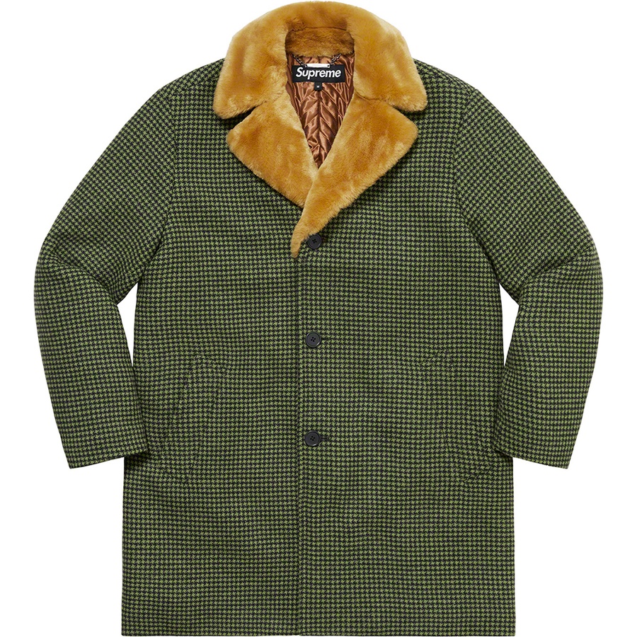 Details on Fur Collar Car Coat Green Houndstooth from fall winter
                                                    2022 (Price is $498)