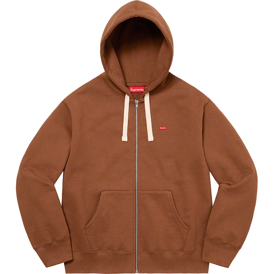 Details on Small Box Drawcord Zip Up Hooded Sweatshirt Brown from fall winter
                                                    2022 (Price is $158)