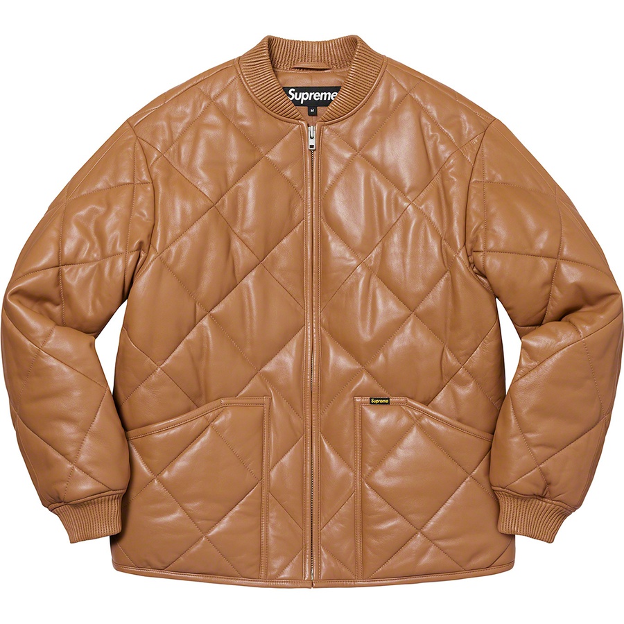 Details on Quilted Leather Work Jacket Tan from fall winter
                                                    2022 (Price is $598)