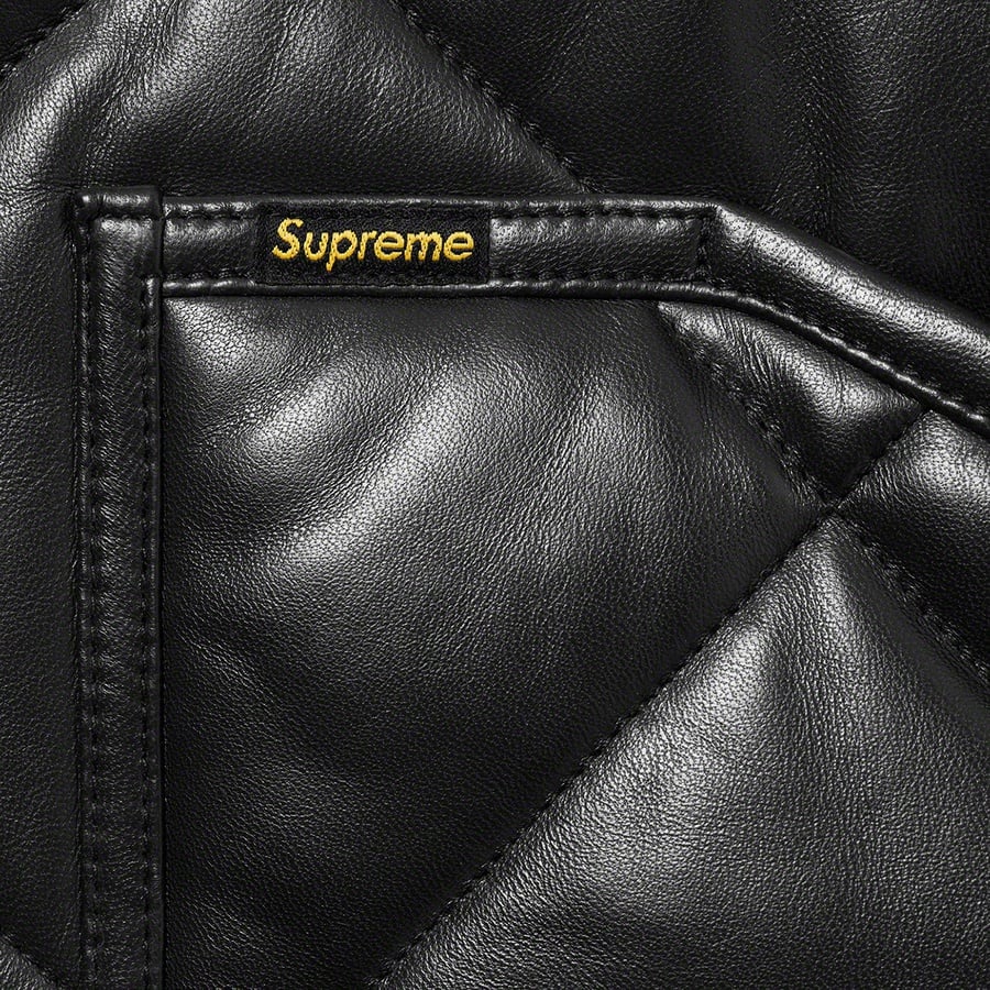 Details on Quilted Leather Work Jacket Black from fall winter
                                                    2022 (Price is $598)