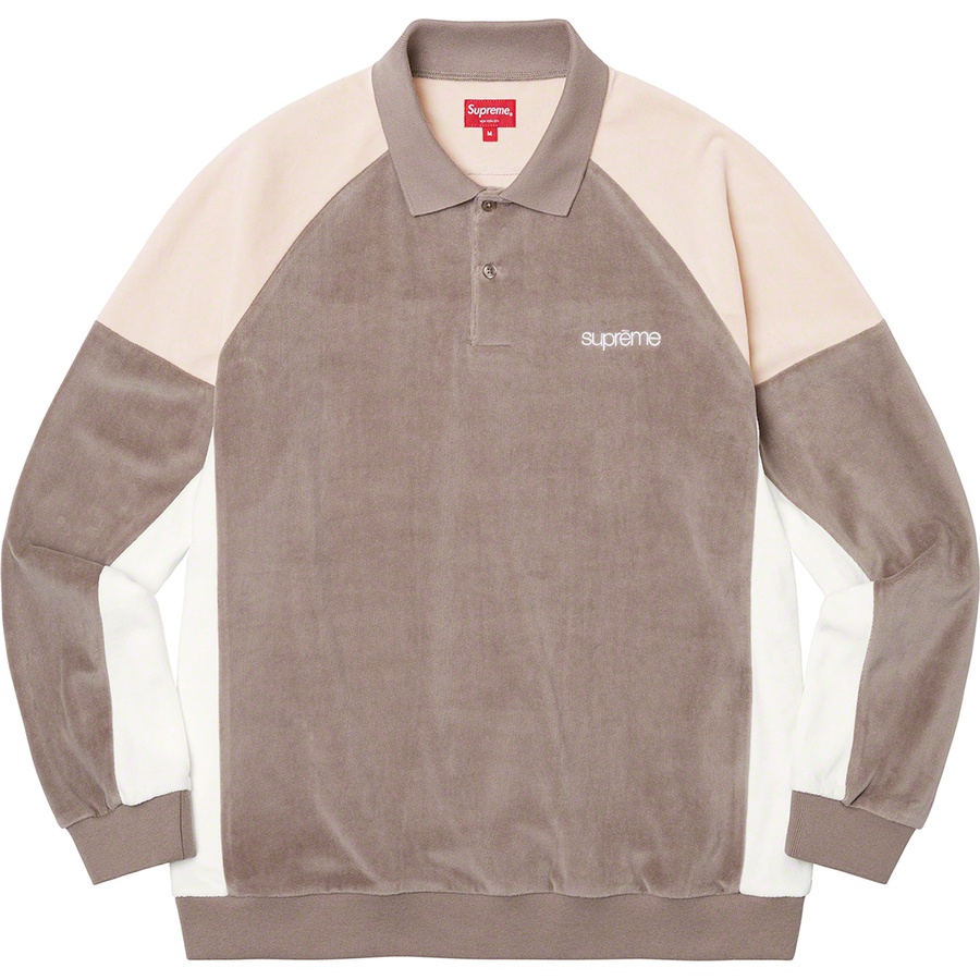 Details on Paneled Velour L S Polo Light Brown from fall winter
                                                    2022 (Price is $118)
