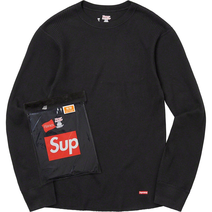Details on Supreme Hanes Thermal Crew (1 Pack) Black from fall winter
                                                    2022 (Price is $30)