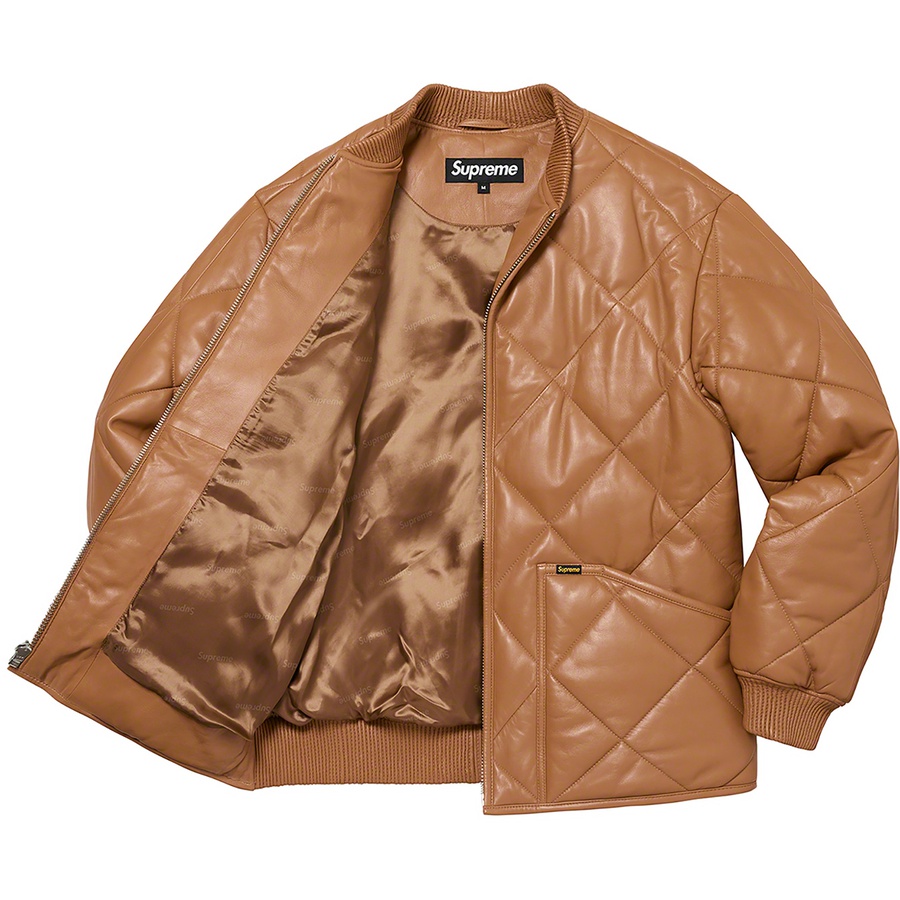 Details on Quilted Leather Work Jacket Tan from fall winter
                                                    2022 (Price is $598)