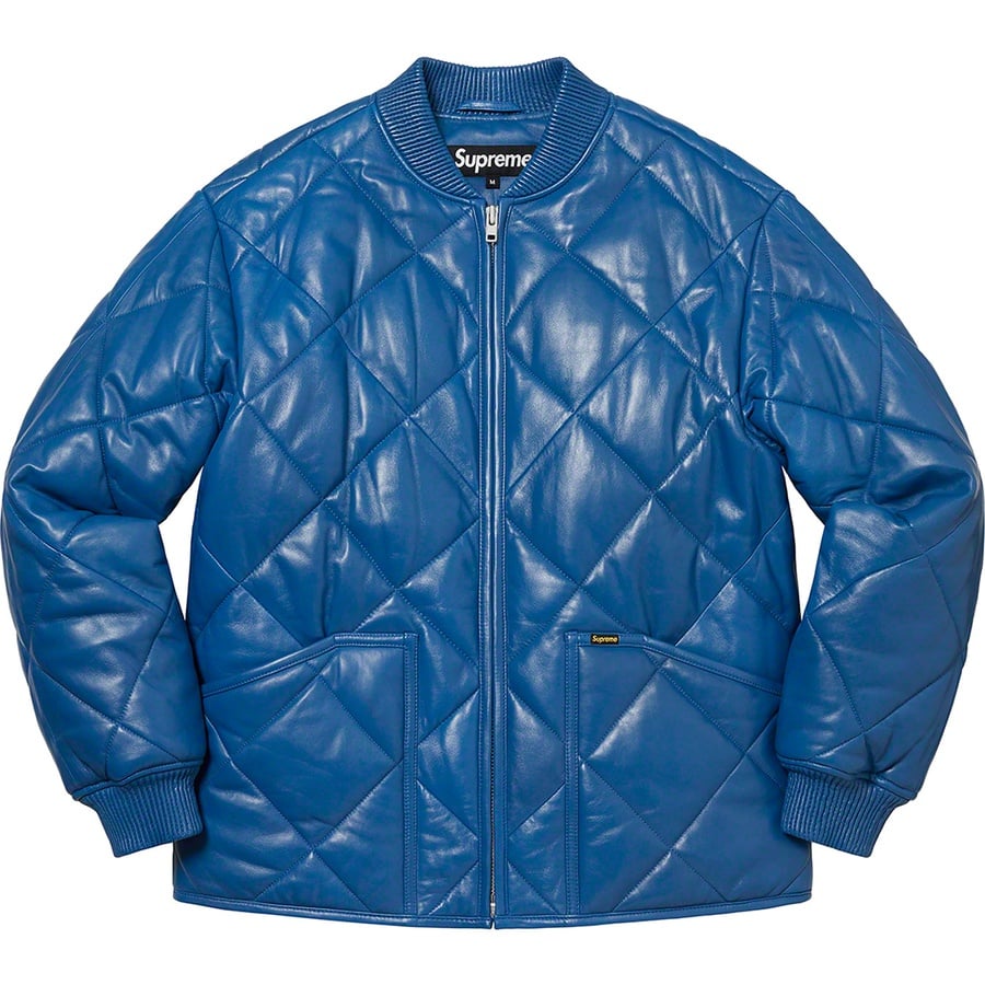 Details on Quilted Leather Work Jacket Royal from fall winter
                                                    2022 (Price is $598)