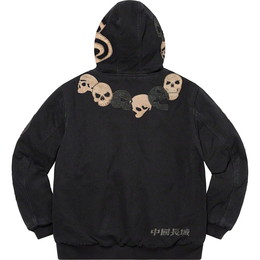 Details on Supreme The Great China Wall Hooded Work Jacket Black from fall winter
                                                    2022 (Price is $398)