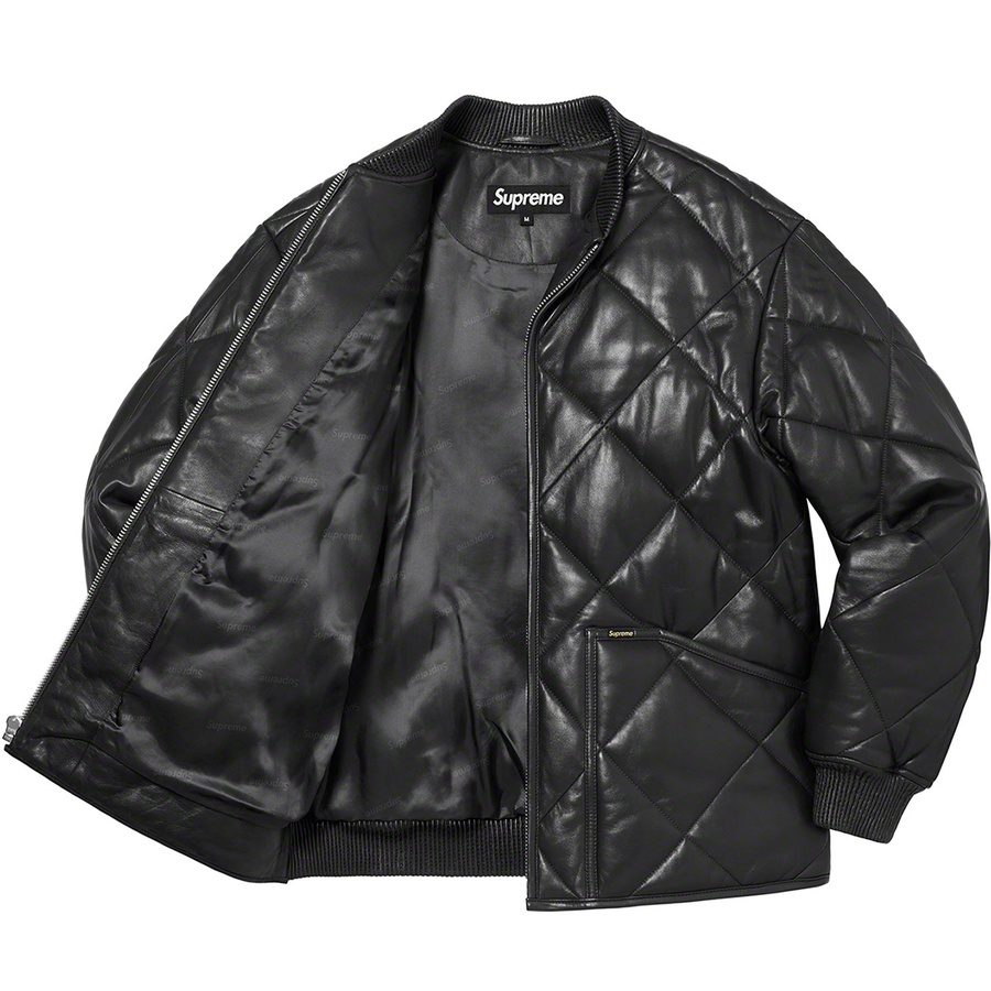 Details on Quilted Leather Work Jacket Black from fall winter
                                                    2022 (Price is $598)