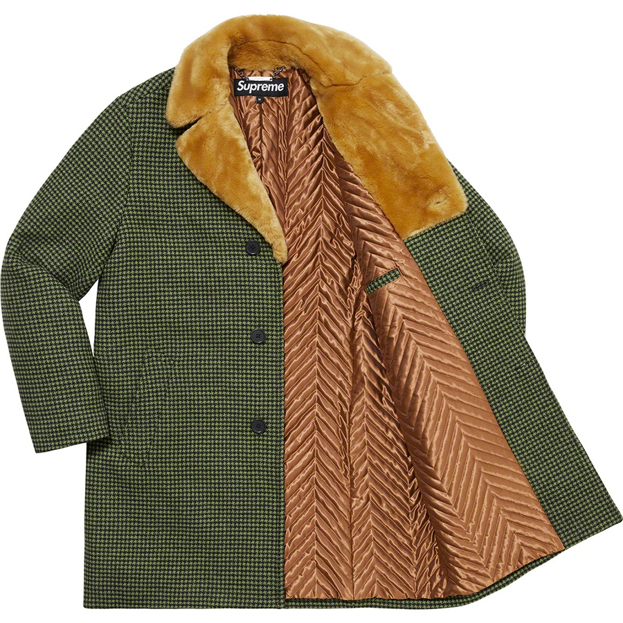 Details on Fur Collar Car Coat Green Houndstooth from fall winter
                                                    2022 (Price is $498)