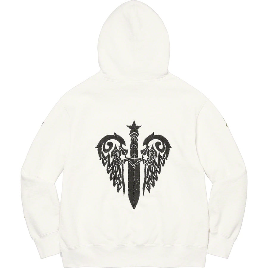 Details on Supreme The Great China Wall Sword Hooded Sweatshirt White from fall winter
                                                    2022 (Price is $198)