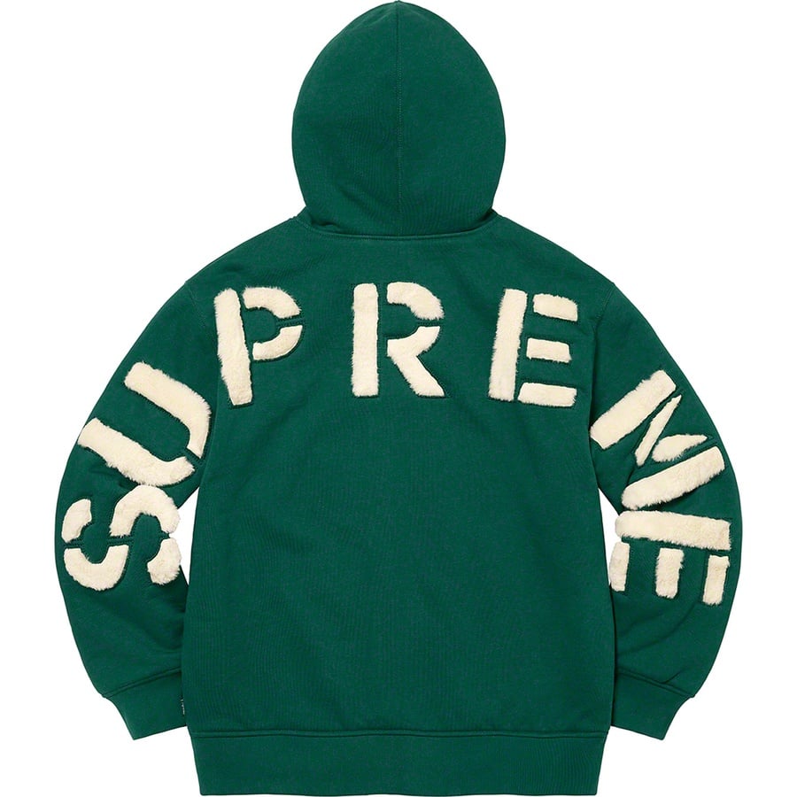 Details on Faux Fur Lined Zip Up Hooded Sweatshirt Dark Green from fall winter
                                                    2022 (Price is $198)