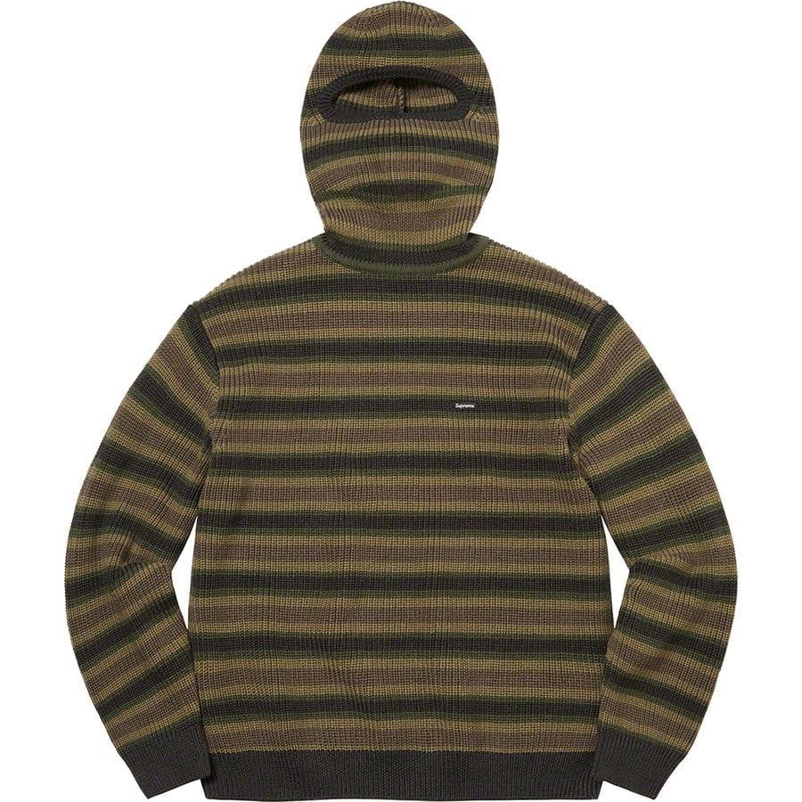 Details on Small Box Balaclava Turtleneck Sweater Olive Stripe from fall winter
                                                    2022 (Price is $148)