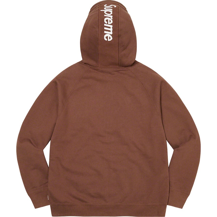 Details on Brim Zip Up Hooded Sweatshirt Dark Brown from fall winter 2022 (Price is $178)