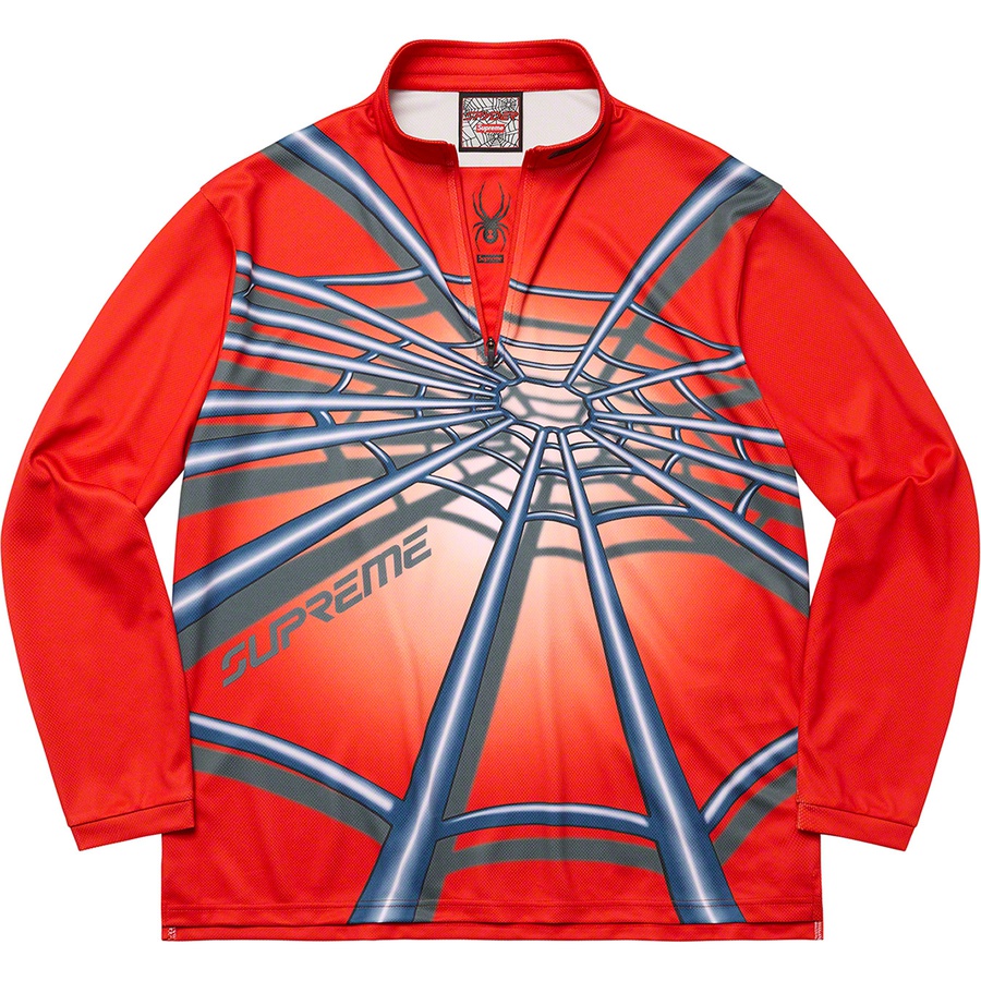 Details on Supreme Spyder Web Half Zip Pullover Red from fall winter 2022 (Price is $128)