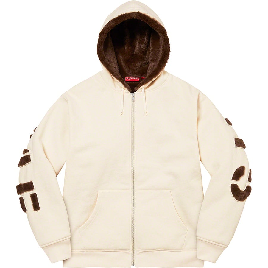 Details on Faux Fur Lined Zip Up Hooded Sweatshirt Natural from fall winter
                                                    2022 (Price is $198)