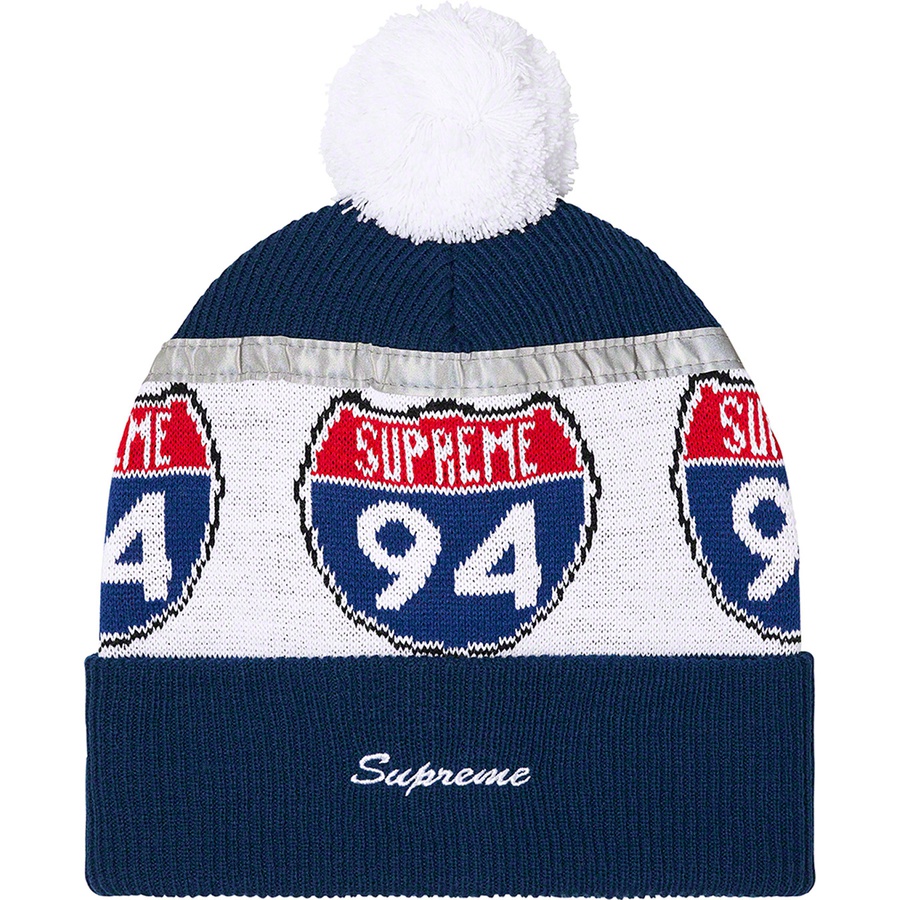 Details on Interstate Reflective Beanie Dark Blue from fall winter 2022 (Price is $40)
