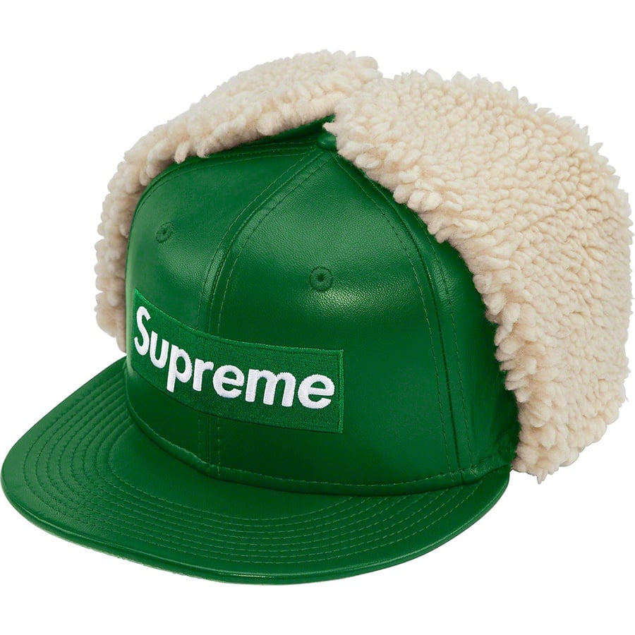 Details on Leather Earflap New Era Green from fall winter
                                                    2022 (Price is $88)