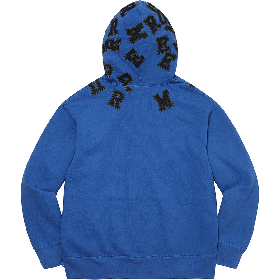 Details on Scattered Appliqué Hooded Sweatshirt Washed Royal from fall winter
                                                    2022 (Price is $168)