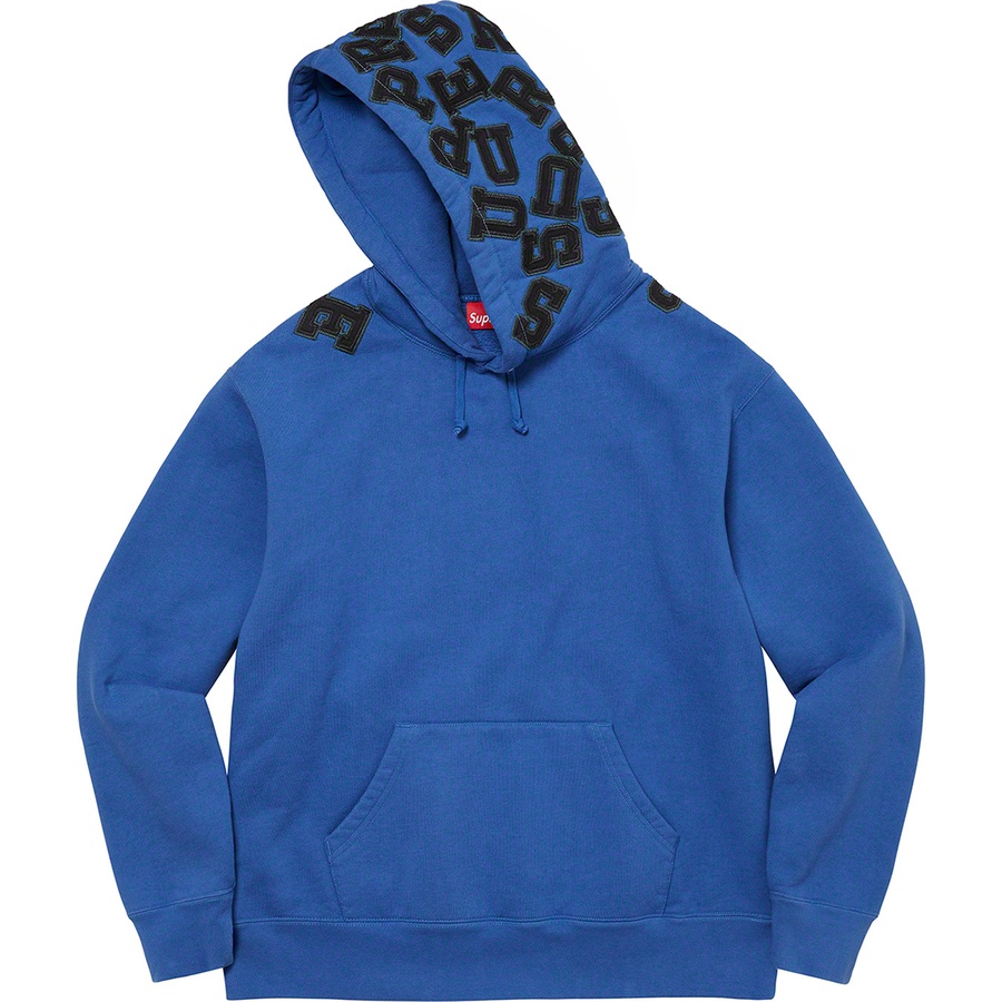 Details on Scattered Appliqué Hooded Sweatshirt Washed Royal from fall winter
                                                    2022 (Price is $168)
