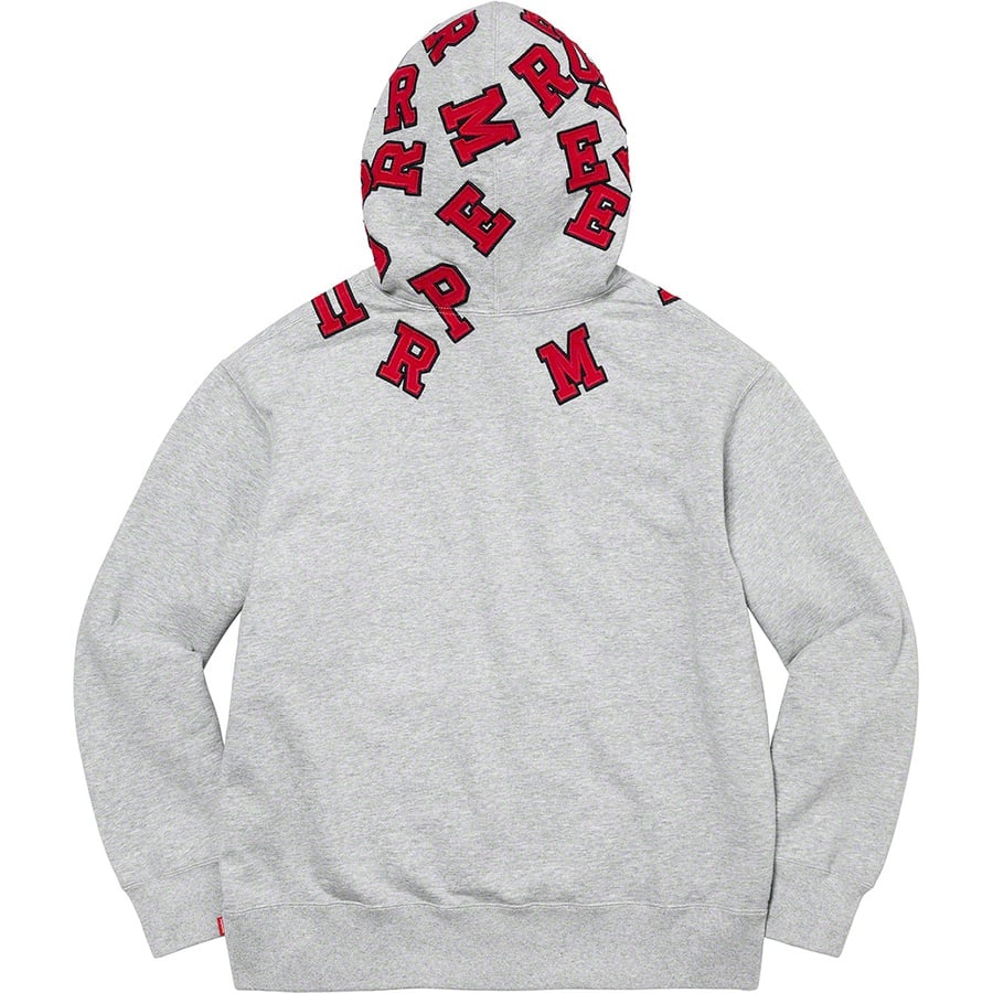 Details on Scattered Appliqué Hooded Sweatshirt Heather Grey from fall winter
                                                    2022 (Price is $168)