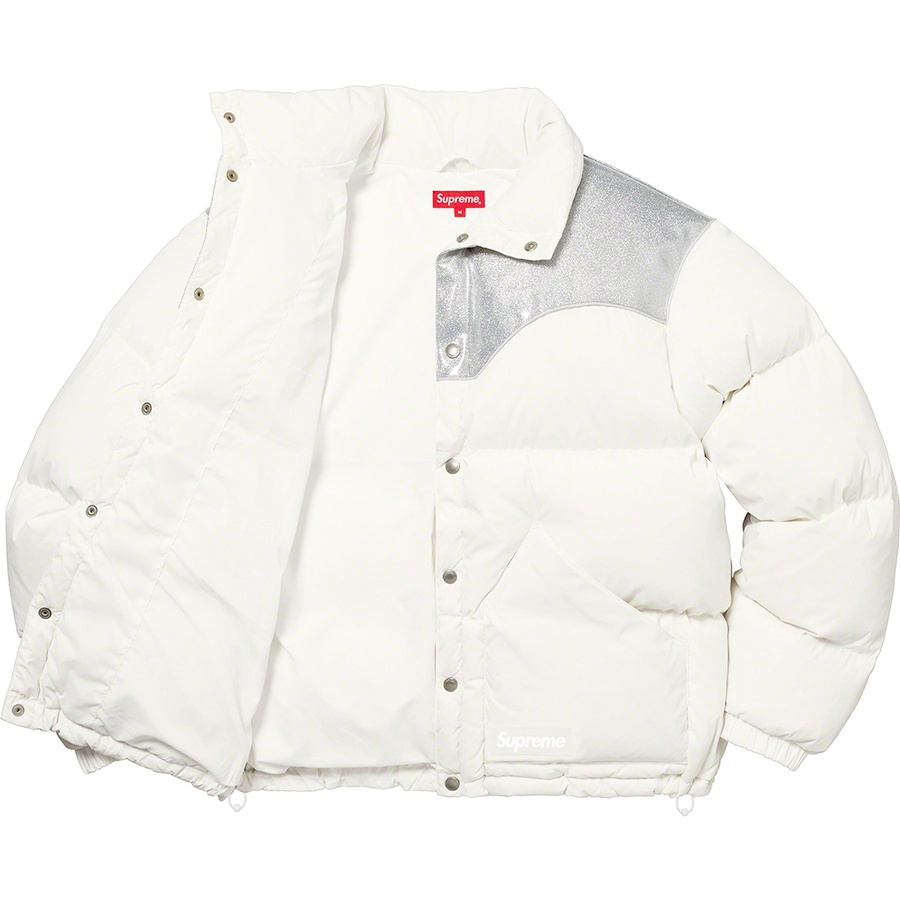 Details on Glitter Yoke Down Puffer Jacket White from fall winter
                                                    2022 (Price is $298)