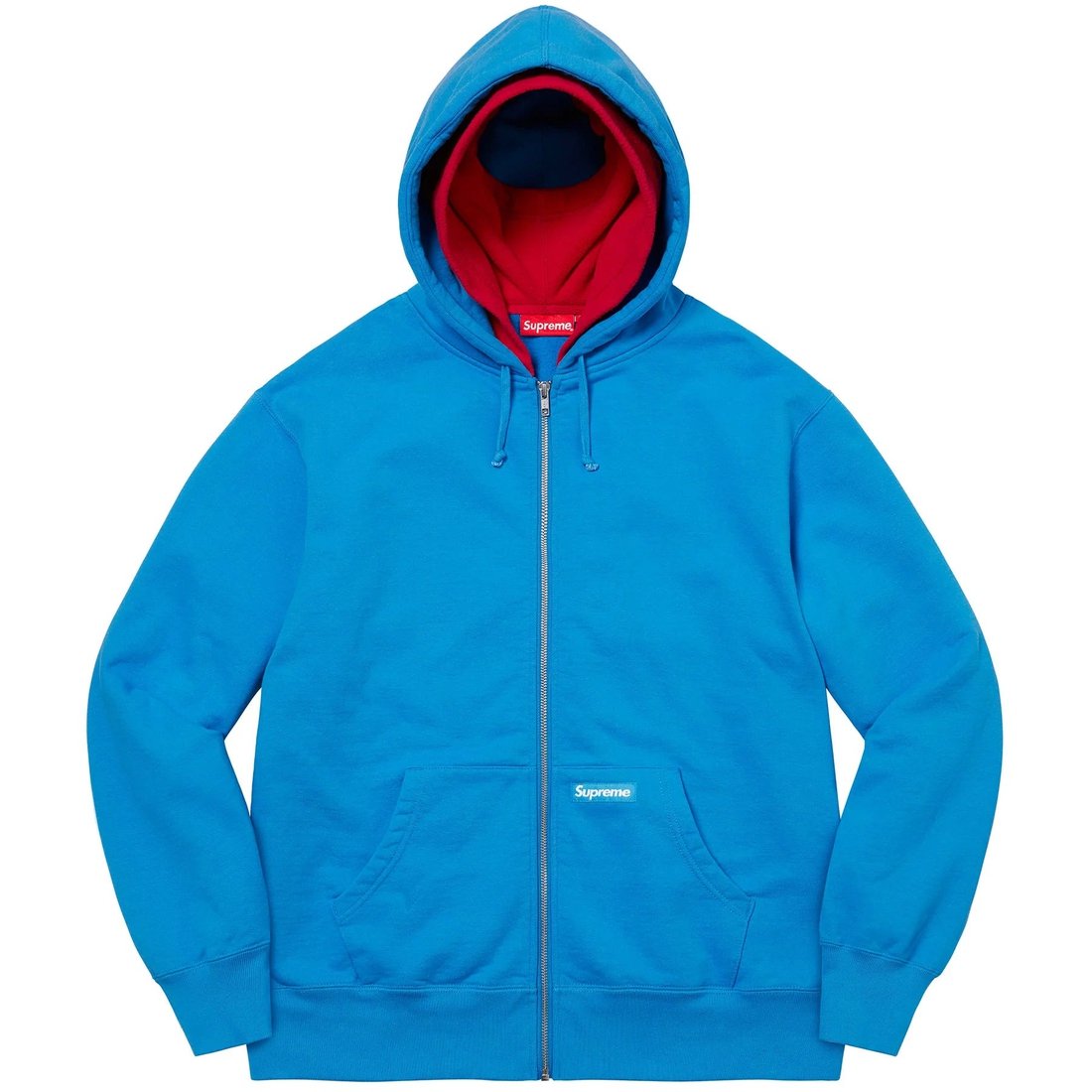 Details on Double Hood Facemask Zip Up Hooded Sweatshirt Bright Royal from fall winter 2022 (Price is $168)
