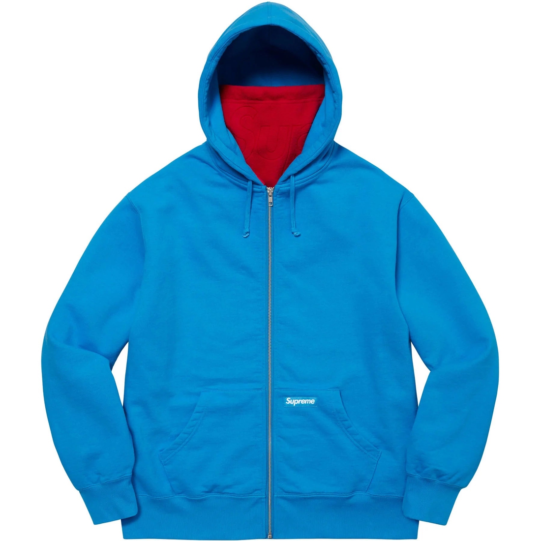 Details on Double Hood Facemask Zip Up Hooded Sweatshirt Bright Royal from fall winter 2022 (Price is $168)