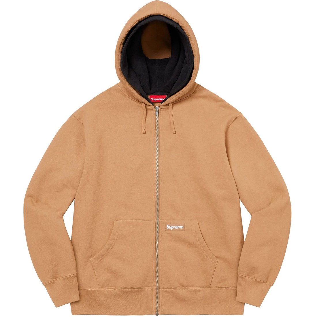 Details on Double Hood Facemask Zip Up Hooded Sweatshirt Light Brown from fall winter
                                                    2022 (Price is $168)